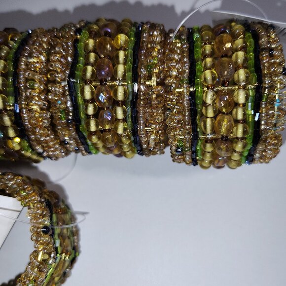 KEMP & BEATLEY 6 EARTH TONE BEADED NAPKIN RINGS MADE IN INDIA BEADS N BEADS - Picture 2 of 4